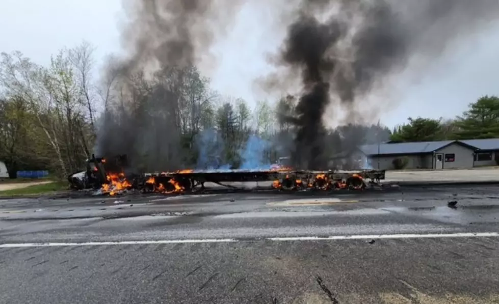 Two Injured after Head-On Crash and Tractor-Trailer Fire in Maine